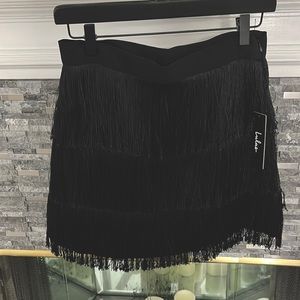 Black lulu fringe skirt
